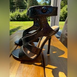 Ann Taylor Black Snakeskin Heels